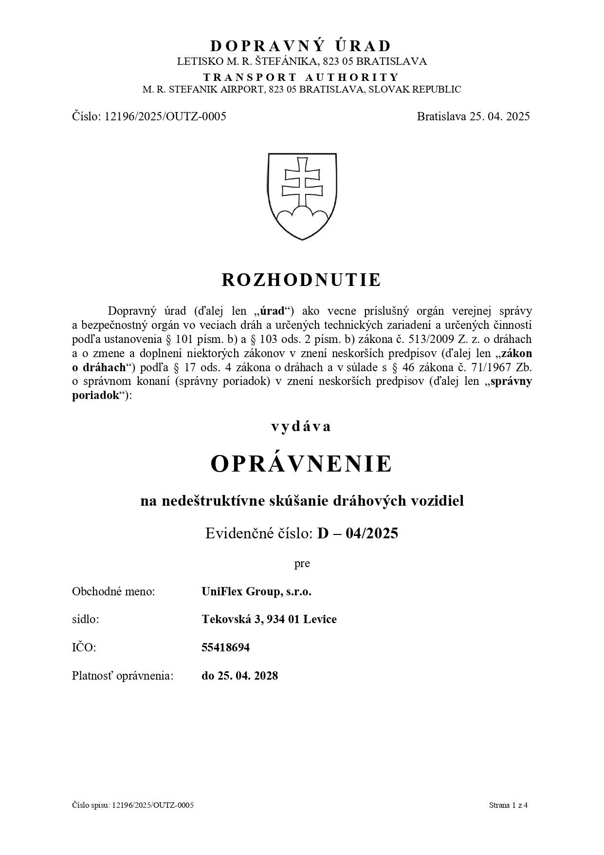 Authorization for non-destructive testing of railway vehicles